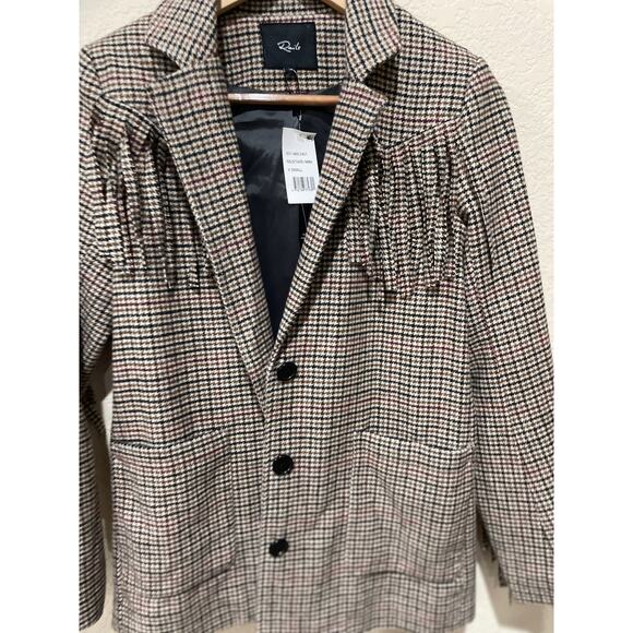 RAILS Jagger Fringe Blazer In Mustard Mini Houndstooth Size XS - Picture 5 of 10